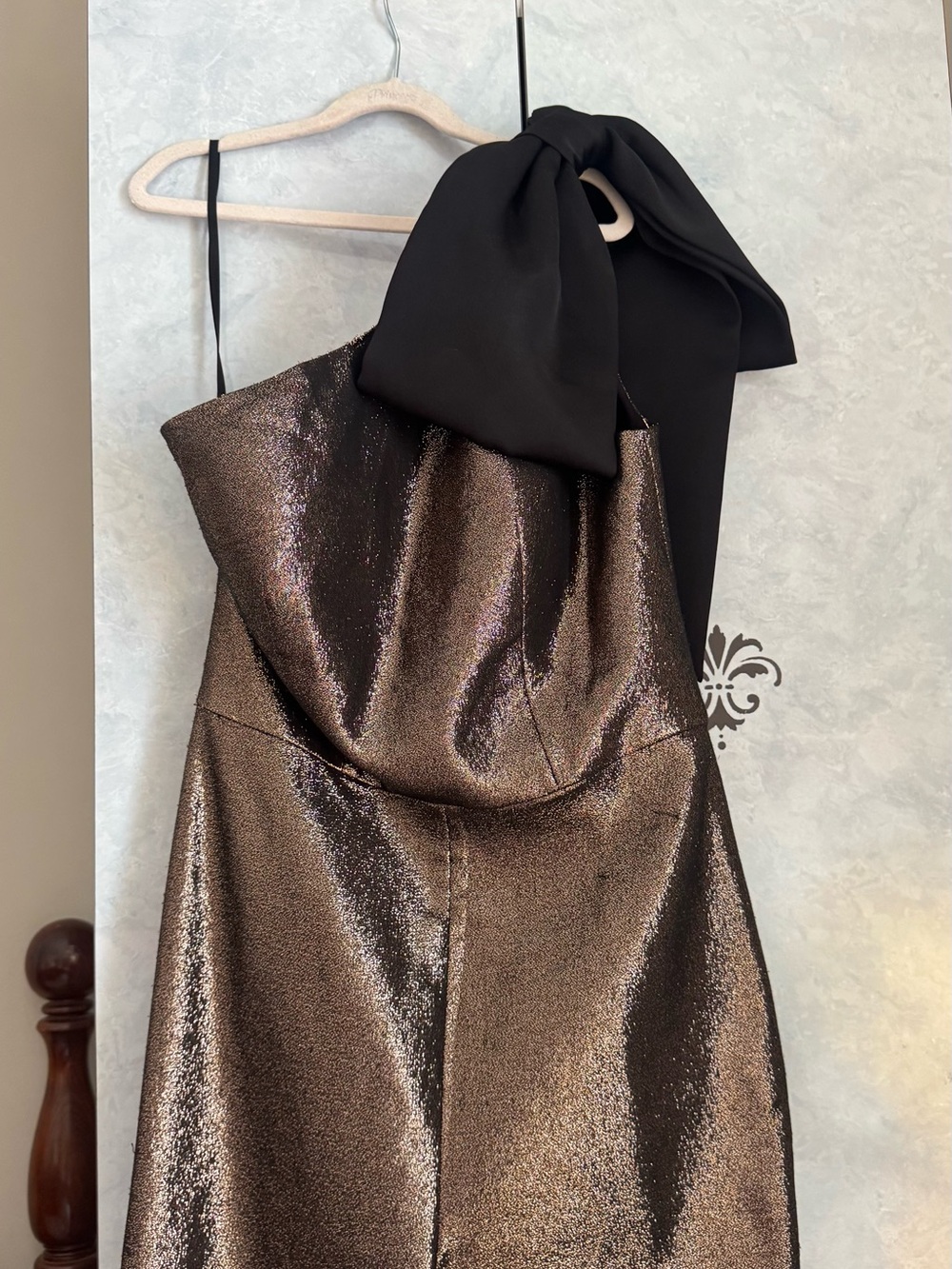 Ted Baker Metallic Bronze Bow Shoulder Jumpsuit Size 3 NWT